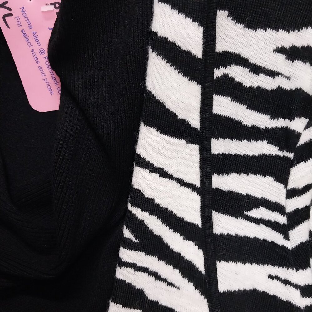 3764 Size XL Black Roz & Ali Cowl Neck Shell & Zebra Print JonesStudio Cardigan. - Picture 2 of 10